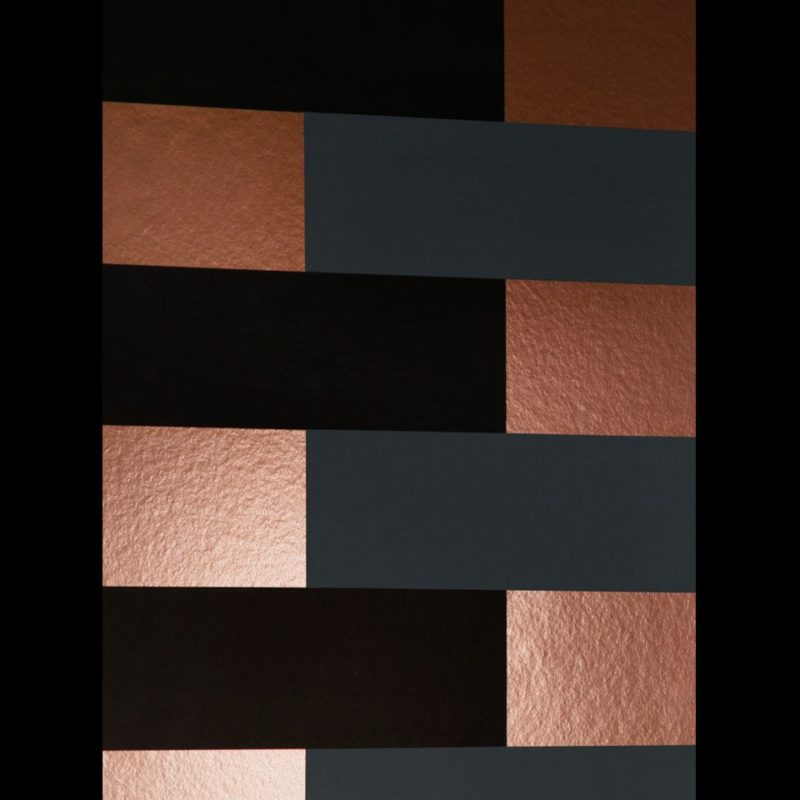 Copper and black wallpaper | Block copper burnish grey black wallpaper