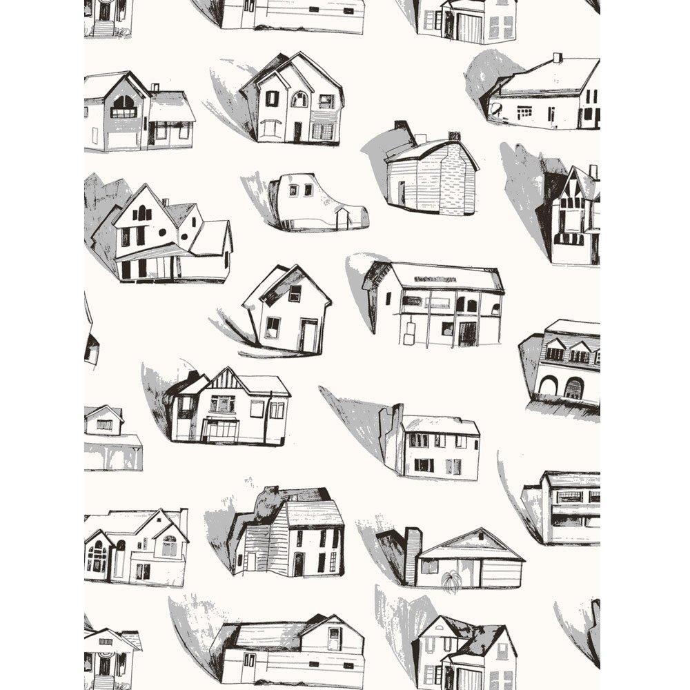 Houses wallpaper pattern by Erica Wakerly