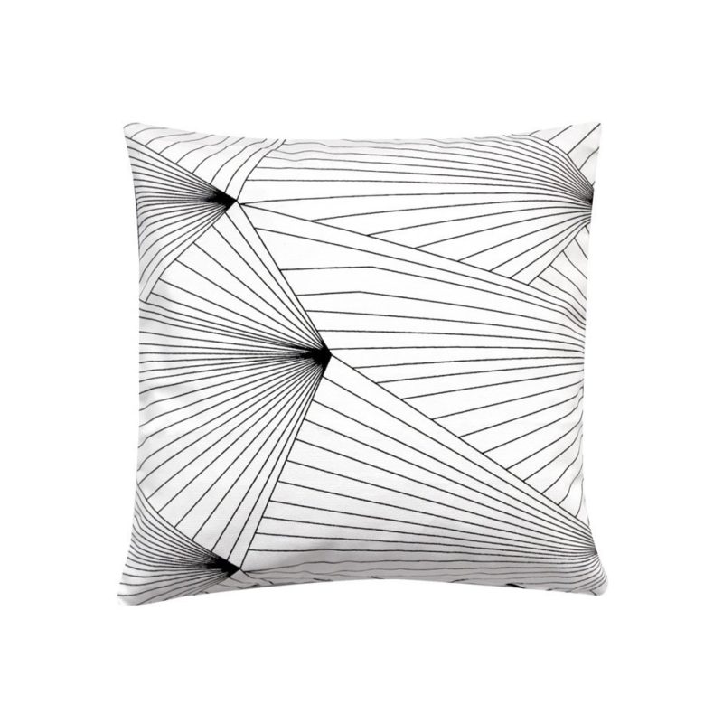Fan fabric black white cushion