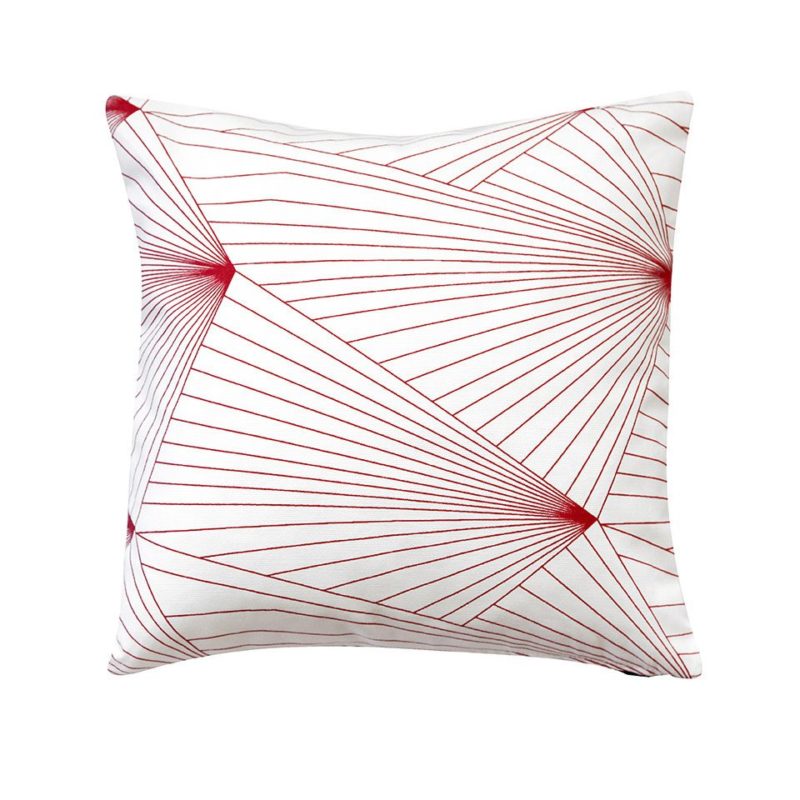 Fan red and white fabric cushion