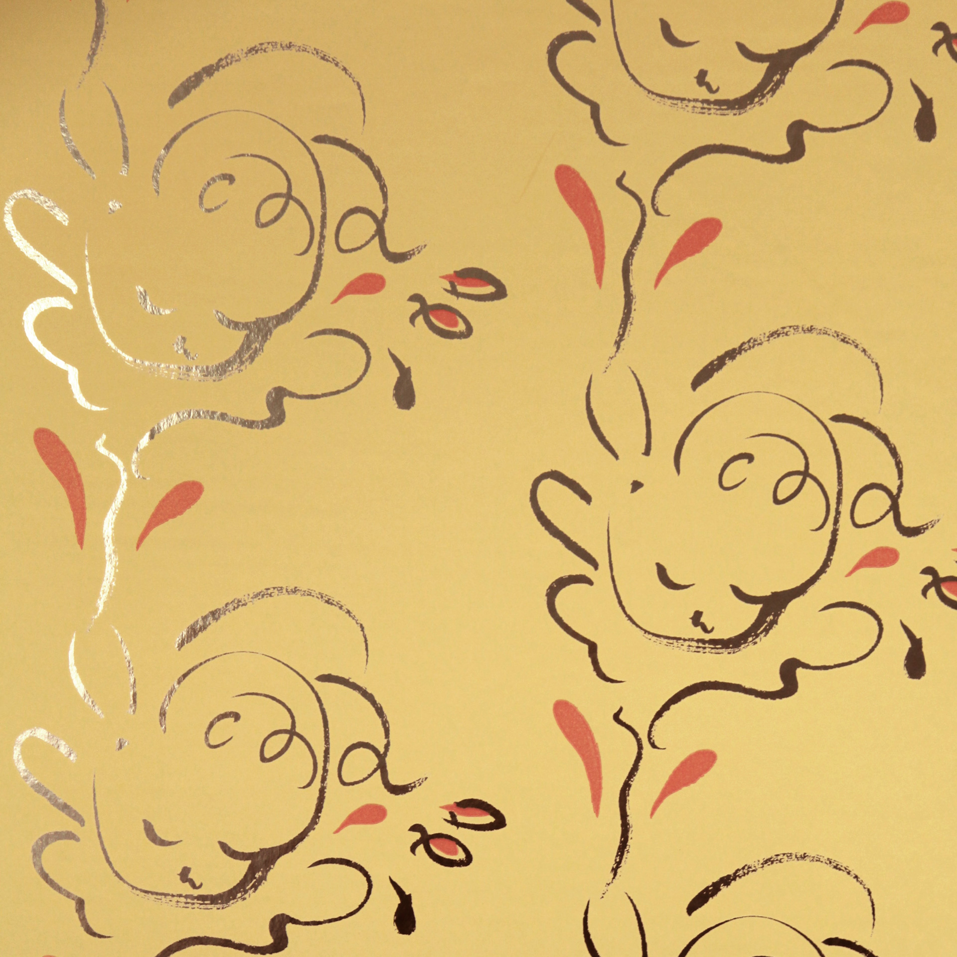 Seraph gold / pavilion yellow wallpaper by Polly Dunbar Decoration
