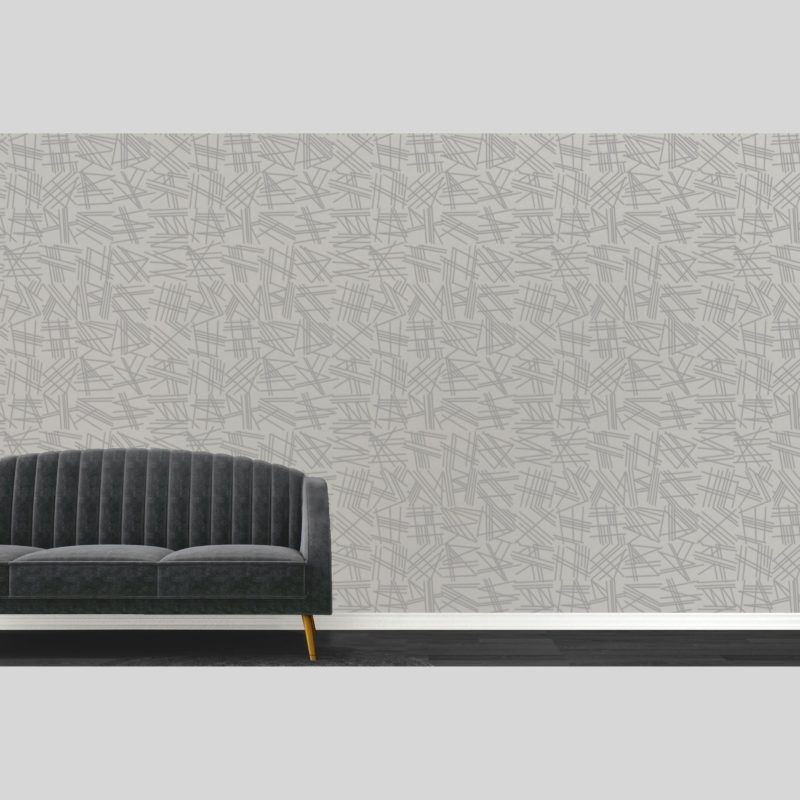Tilt grey flock / grey wallpaper room