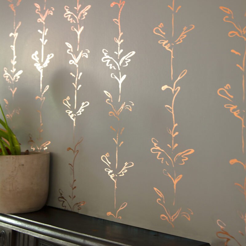 Stem copper grey wallpaper
