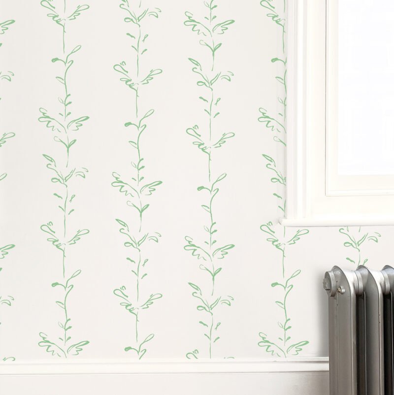 Stem green white wallpaper