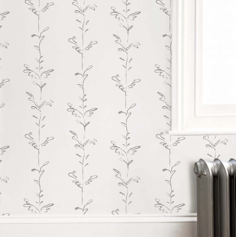 Stem grey white wallpaper