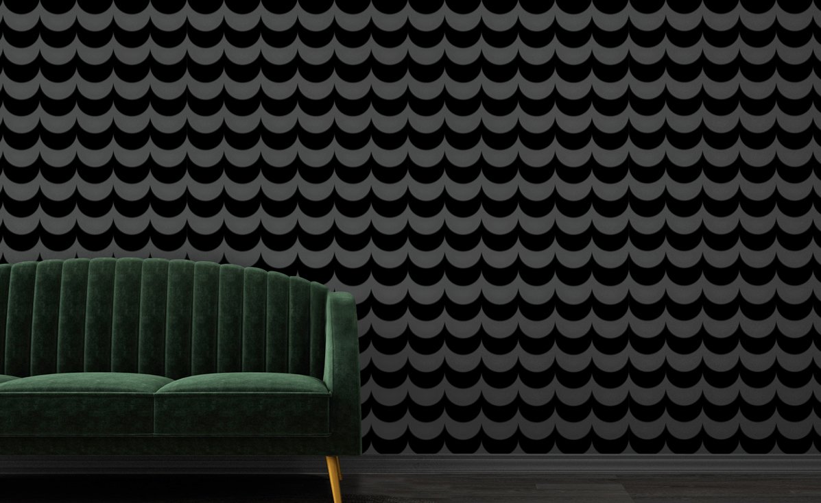 Scoop black flock wallpaper - quiet luxury